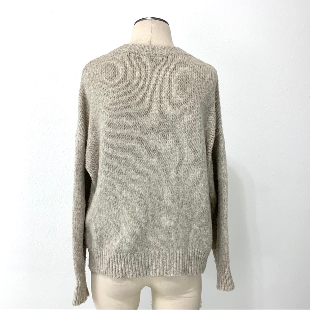 Zara- Oatmeal Lace Up Wool Blend Sweater Med - Picture 5 of 10